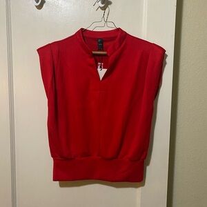 Cider Vibrant Red Sleeveless Blouse